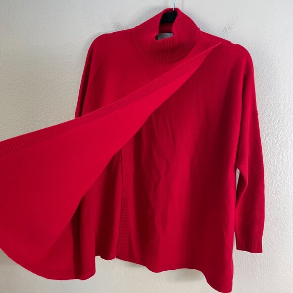 Pure Collection Womens 6 Red 100% Cashmere Turtleneck Sweater Long Sleeve Boxy - Picture 7 of 12